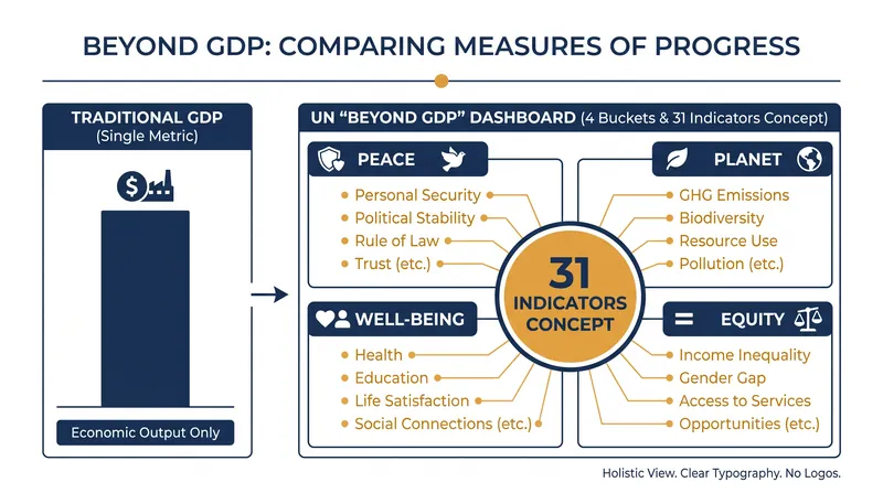 The UN's proposed dashboard spreads 31 distinct indicators across four core categories of human and planetary well-being.