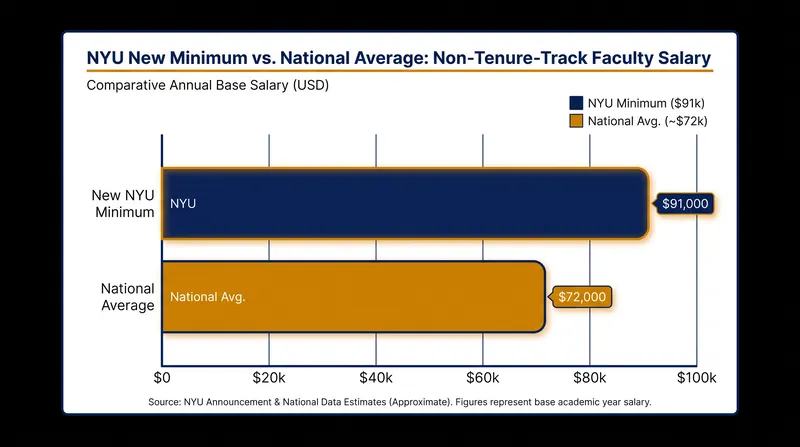 NYU's new minimum base salary significantly outpaces the national average for non-tenure-track faculty.