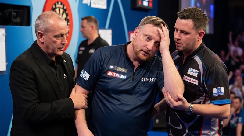 Cameron Menzies was forced to abandon his World Matchplay tie after suffering a severe spike in blood pressure.