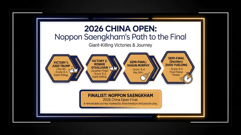 Saengkham's remarkable run at the 2026 China Open saw him eliminate three of the sport's modern greats.