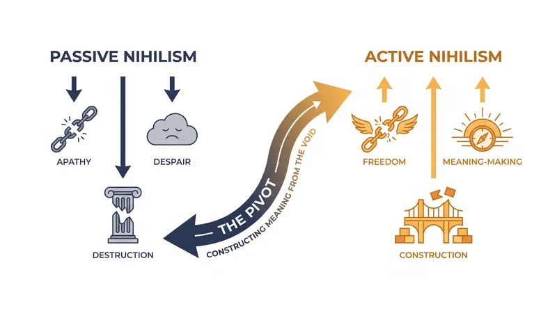 Nietzsche's concept of Active Nihilism frames the absence of meaning as a catalyst for creation.