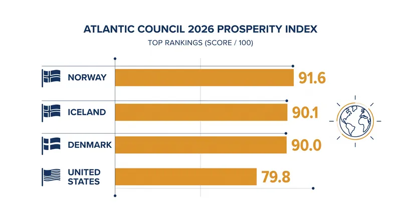 Norway leads the 2026 global rankings, while the United States places 38th overall.