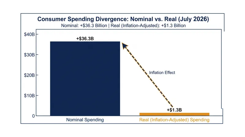 The gap between nominal and real spending highlights how inflation is consuming wage gains.