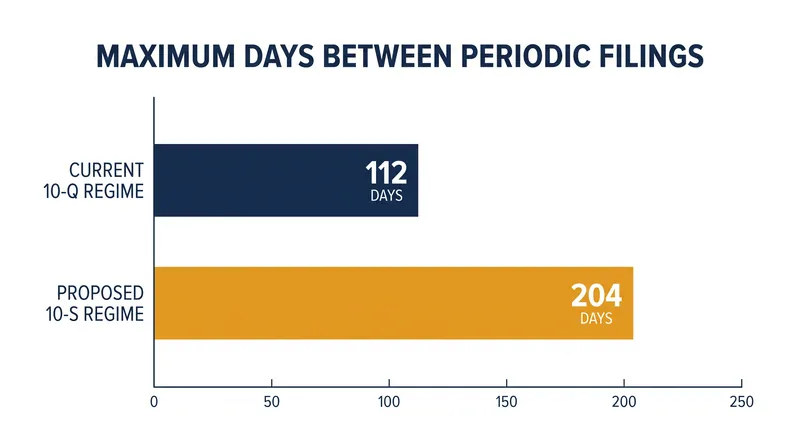 A calendar-year filer electing semiannual reporting could go up to 204 days without filing a periodic financial report.