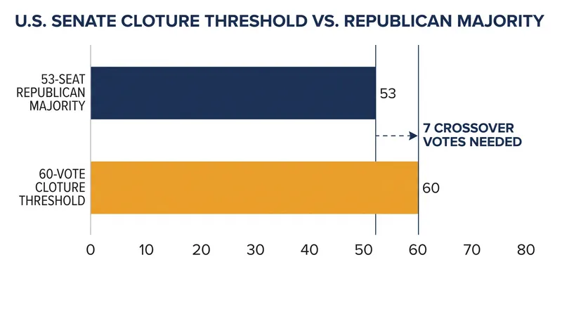 Republicans will need at least seven crossover votes from Democrats or independents to break a filibuster.