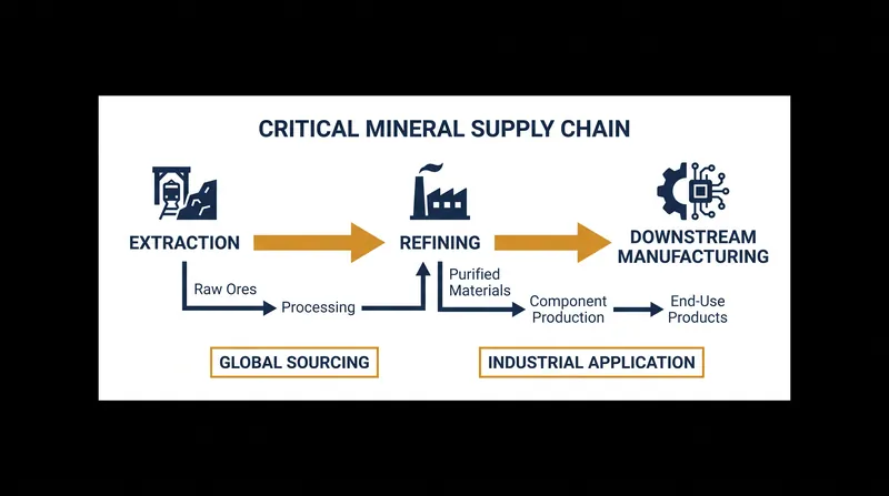 The journey of critical minerals from mine to manufactured component.