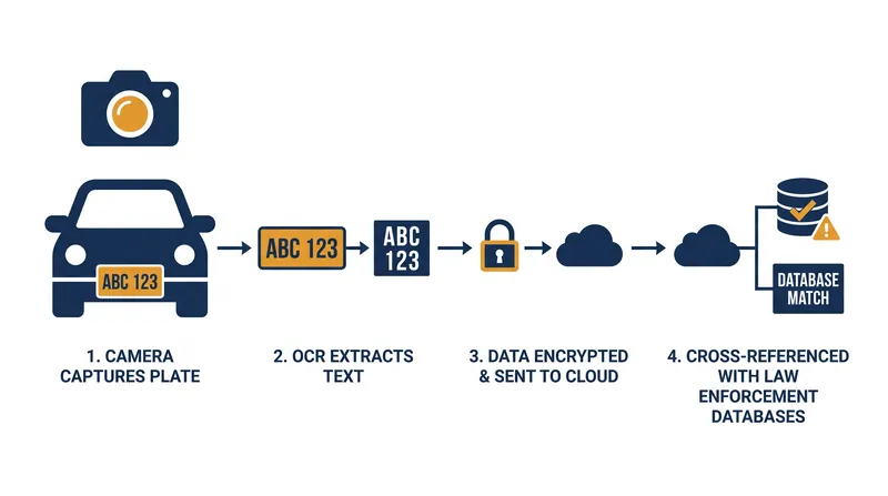 The mechanism behind automated license plate readers and data processing.