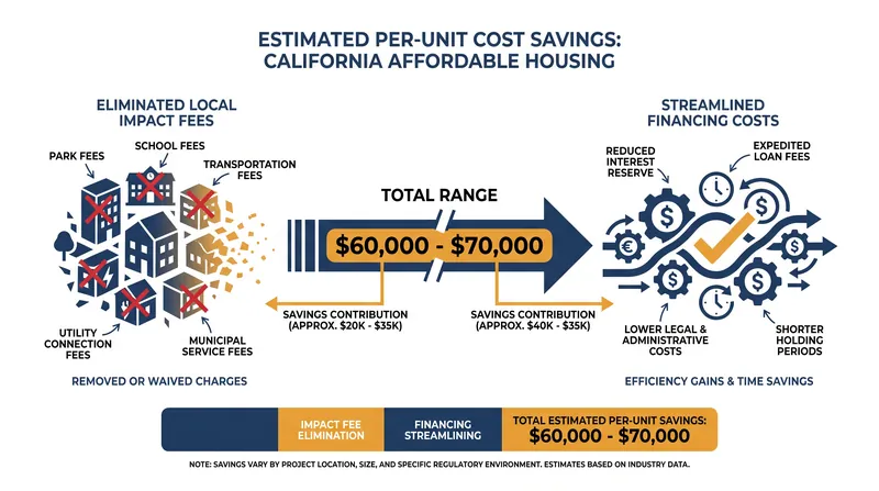 The state estimates that consolidating funding and waiving local fees will save up to $70,000 per affordable unit.