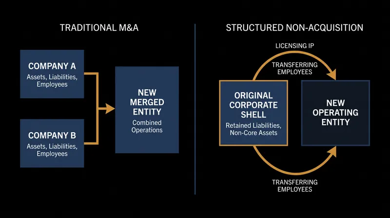How a structured non-acquisition bypasses traditional merger regulations.