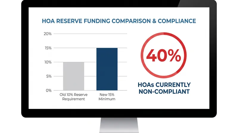 An estimated 40% of existing condo associations currently fall short of the new 15% reserve mandate.