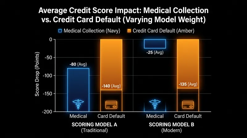 Newer credit scoring models weigh medical debt less heavily than older models.