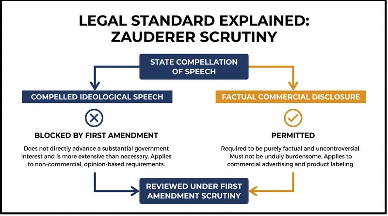 How the court distinguished between unconstitutional compelled speech and permissible commercial disclosure.