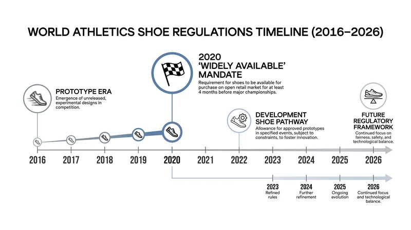 The evolution of World Athletics footwear regulations over the past decade.