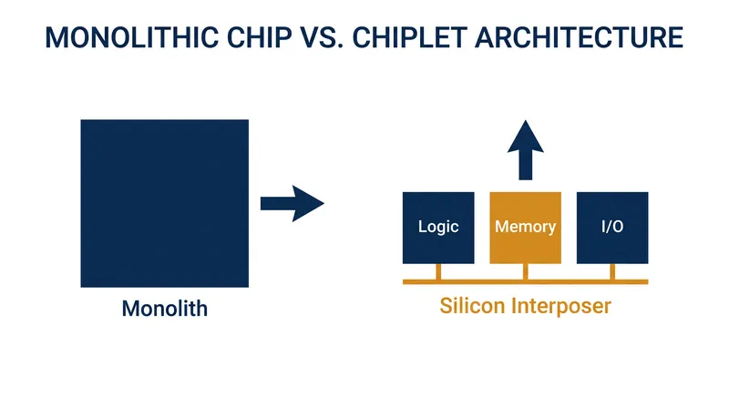 Chiplets improve manufacturing yields but require complex advanced packaging to function as a single processor.