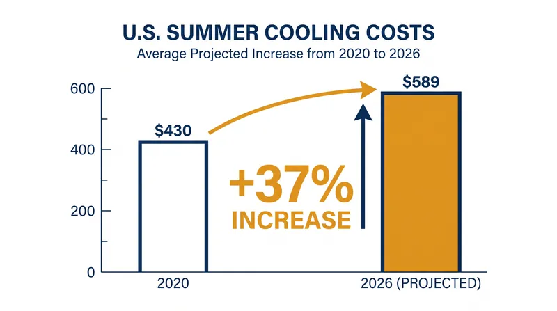 U.S. households are projected to spend an average of $778 on summer cooling in 2026, up significantly from previous years.