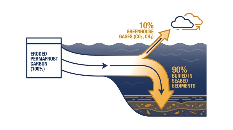 Only a fraction of the ancient carbon is converted into greenhouse gases; the vast majority is safely buried.