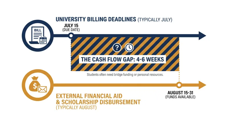 The timing gap between institutional deadlines and external aid disbursement often leaves students with artificial balances.