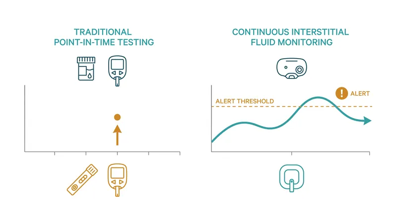Continuous monitoring captures rising ketone trends that isolated point-in-time tests often miss.