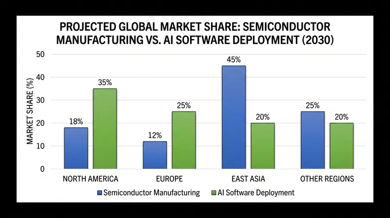The divergence between hardware manufacturing control and software deployment reach.