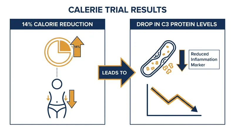 Participants in the CALERIE trial achieved significant reductions in the inflammatory C3 protein through moderate portion control.