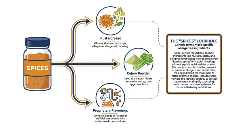 How current FDA regulations allow multiple potential allergens to be grouped under a single generic term.