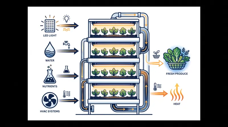 The controlled-environment agriculture mechanism relies heavily on continuous energy inputs.