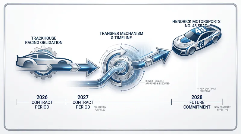The timeline of Zilisch's transition from Trackhouse Racing to Hendrick Motorsports.