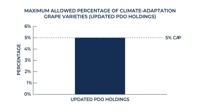 Recent amendments, such as the July 2026 Alsace update, cap new climate-adaptation grape varieties at 5% of a vineyard's total holdings.