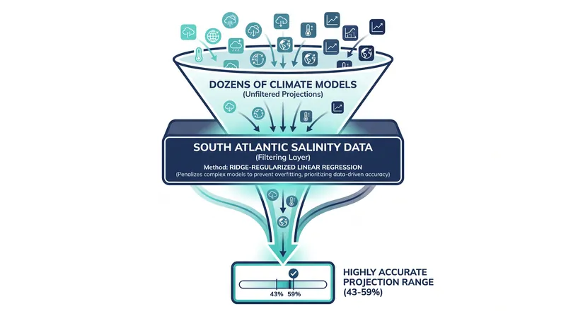 Testing theoretical models against historical salinity data reduced prediction errors by 79%.
