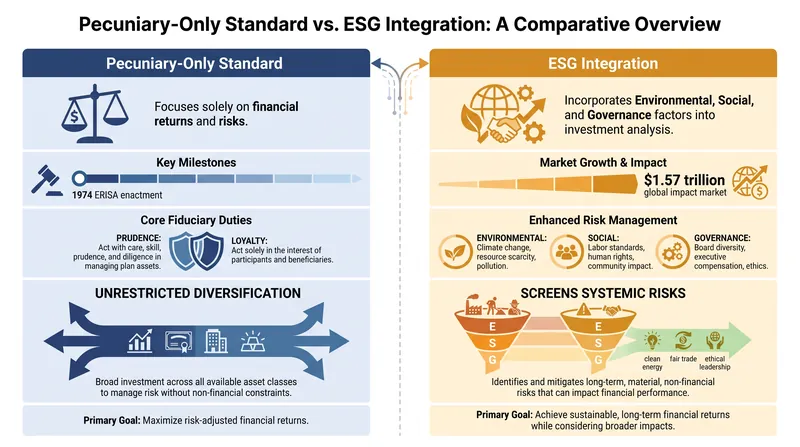 Comparing the structural trade-offs between traditional fiduciary standards and ESG integration.