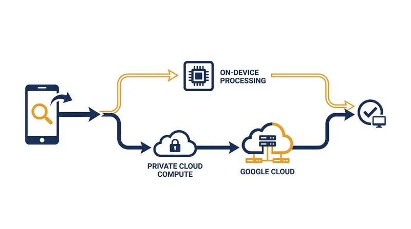 How Apple Intelligence routes queries between local processing and cloud infrastructure.