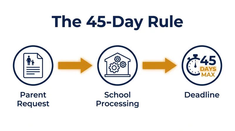 Under FERPA, schools must provide access to requested educational records within 45 days.