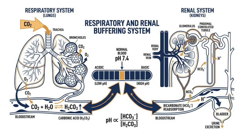 How the body adapts: Kidneys retain more bicarbonate to neutralize the excess carbonic acid formed by inhaling higher levels of CO2.