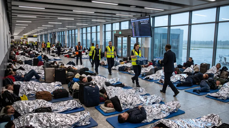 Thousands of travelers were stranded overnight at Narita International Airport after floods severed rail and highway connections.