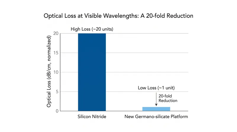 The new platform reduces optical loss by a factor of 20 at visible wavelengths.