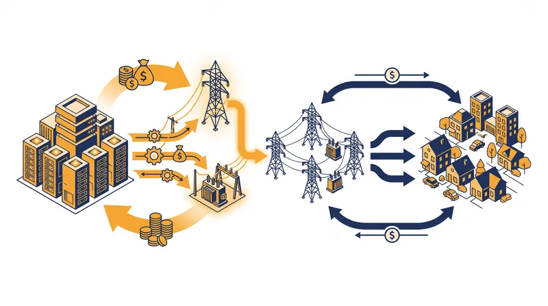 Large load tariffs require tech companies to provide upfront capital and long-term financial guarantees for their specific grid impacts.