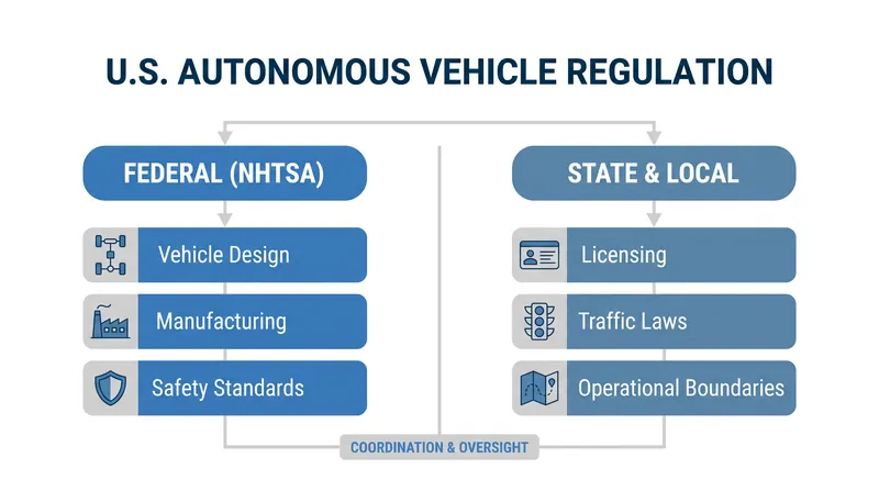 While federal agencies regulate how autonomous vehicles are built, state and local governments control where they can operate.