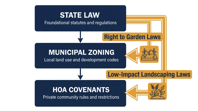 How state preemption laws interact with local zoning and private HOA covenants.