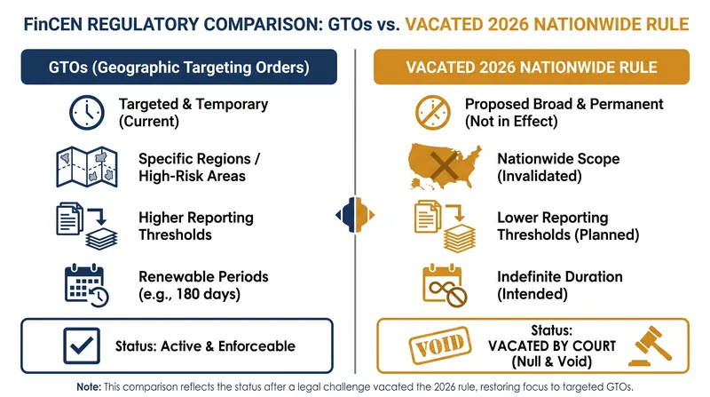 How the vacated 2026 rule compared to previous targeted reporting requirements.