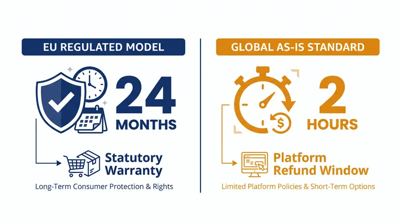 Comparing the baseline consumer protections for digital goods under EU law versus standard global platform policies.
