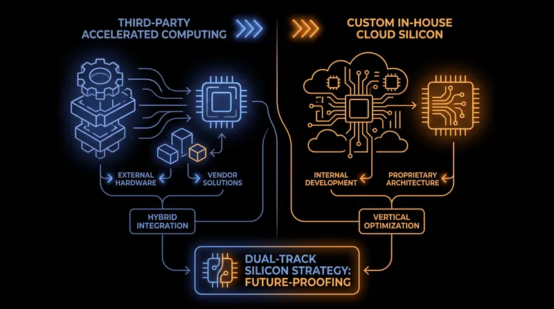 Amazon is pursuing a dual-track strategy, investing in both NVIDIA GPUs and its own custom Trainium chips.