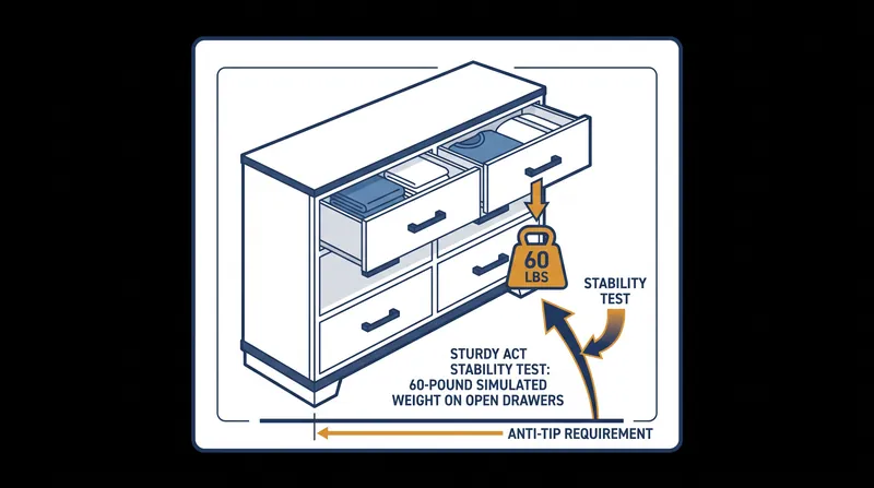 The STURDY Act requires clothing storage units to remain upright when subjected to simulated real-world climbing weights.