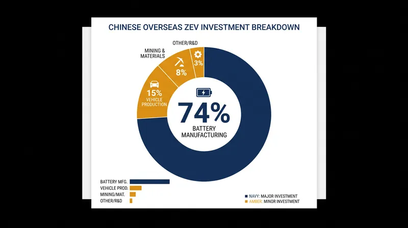 Battery manufacturing represents the vast majority of early overseas capital deployment.