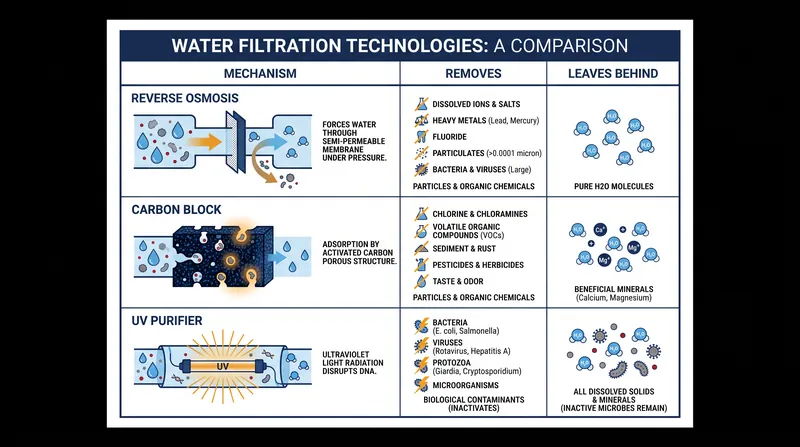No single filtration technology can remove every class of water contaminant.