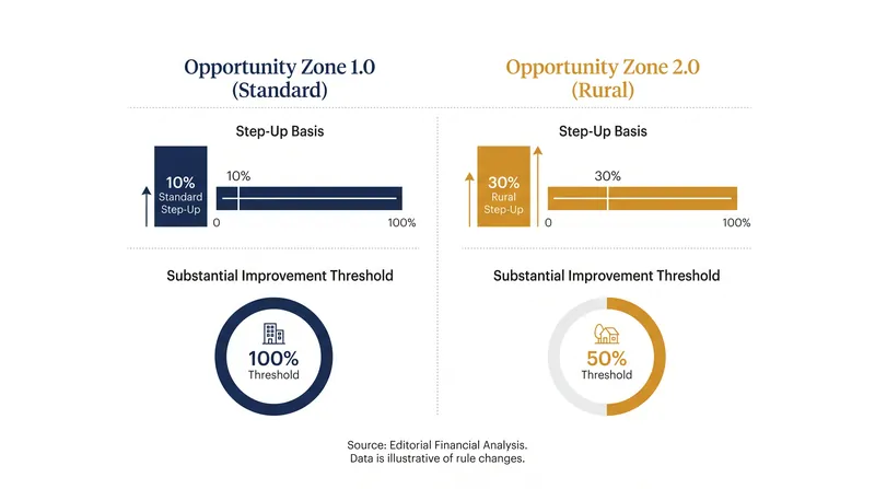A comparison of the standard urban tax benefits versus the newly finalized rural incentives.