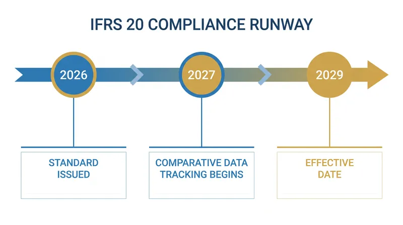 The compliance runway for IFRS 20 requires comparative data tracking to begin by 2027.