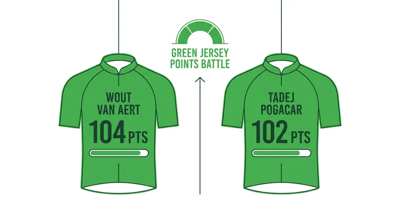 Wout van Aert reclaimed the green jersey after a day-long breakaway.