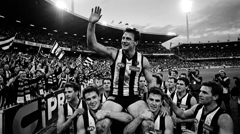 Collingwood veteran Steele Sidebottom was chaired off the MCG after his 375th and final AFL match.