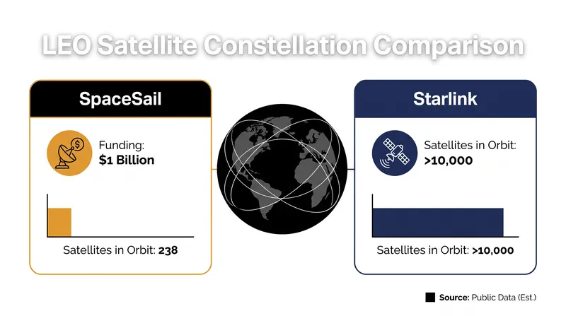 Comparing the current orbital footprint of SpaceSail and Starlink.
