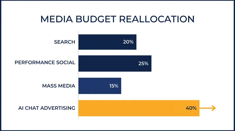 Industry analysts expect AI chat advertising to primarily compete with search and performance social budgets.